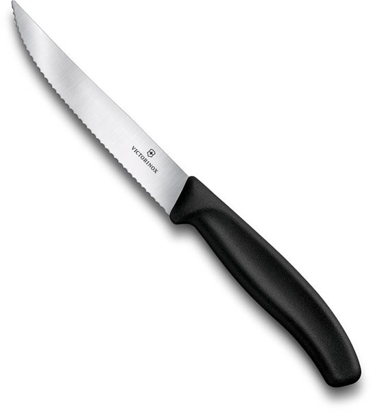 Obrázky: Černý steakový nůž VICTORINOX 12 cm, vlnkové ostří, Obrázek 1