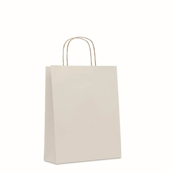 Obrázky: Papírová taška (recyklo) bílá 25x11x32cm, kroucená držadla