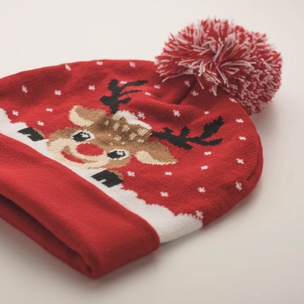 Obrázky: Vánoční pletená čepice červená, Obrázek 3
