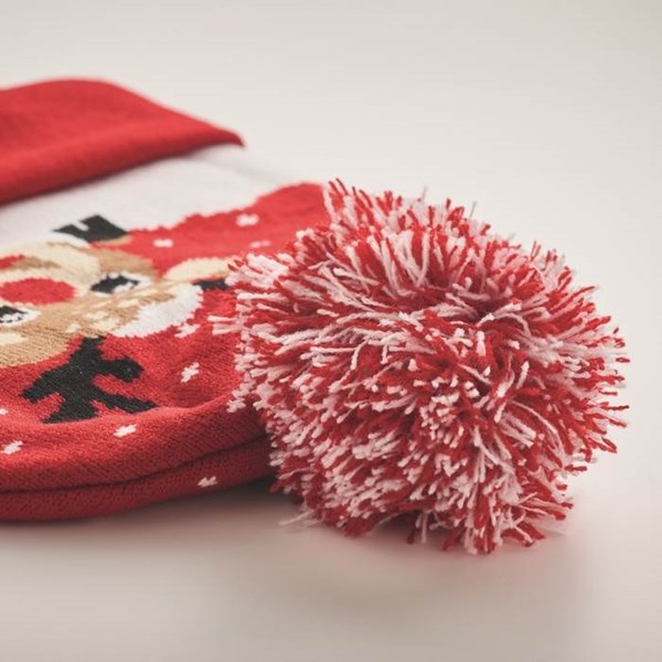 Obrázky: Vánoční pletená čepice červená, Obrázek 4