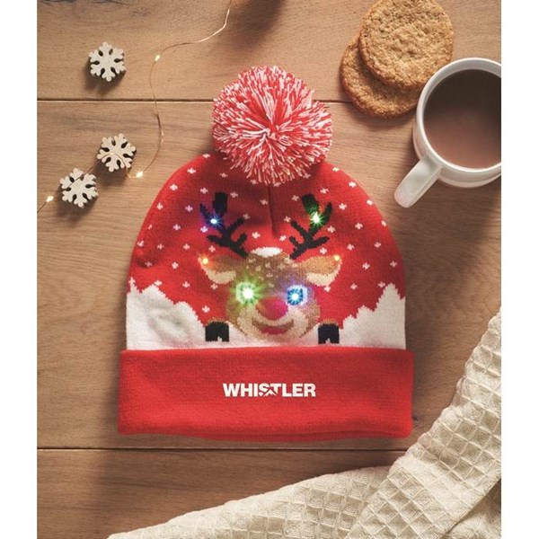 Obrázky: Vánoční pletená čepice s 6 LED světly, červená, Obrázek 8