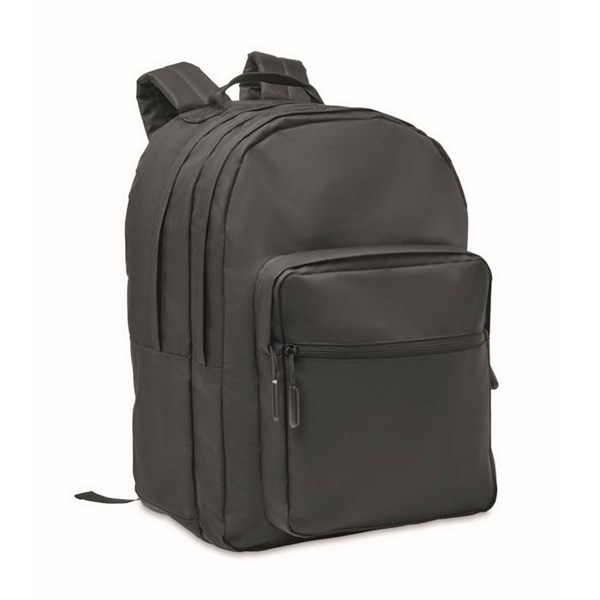 Obrázky: Černý prostorný batoh na notebook z 300D RPET PE, Obrázek 1