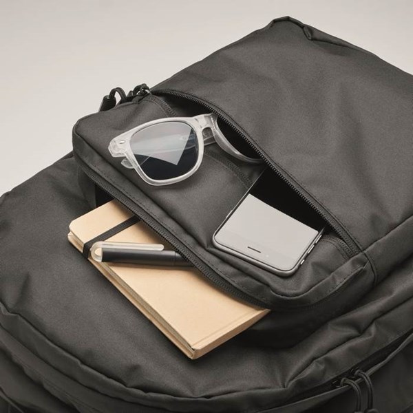 Obrázky: Černý prostorný batoh na notebook z 300D RPET PE, Obrázek 7