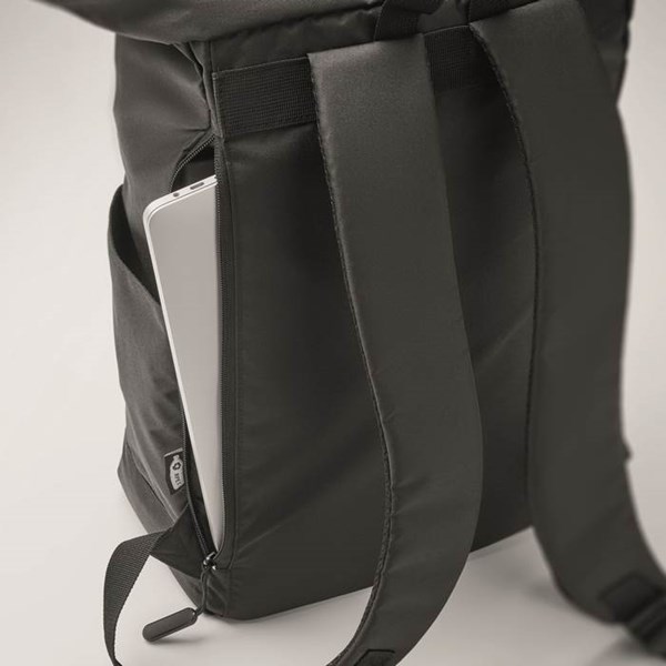Obrázky: Černý rolovací batoh na notebook z 300D RPET PE, Obrázek 7