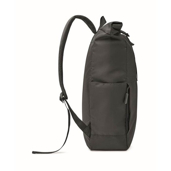 Obrázky: Černý rolovací batoh na notebook z 300D RPET PE, Obrázek 15