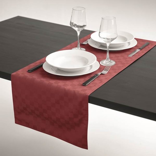 Obrázky: Červený běhoun na stůl 140 x 40 cm z polyesteru, Obrázek 4