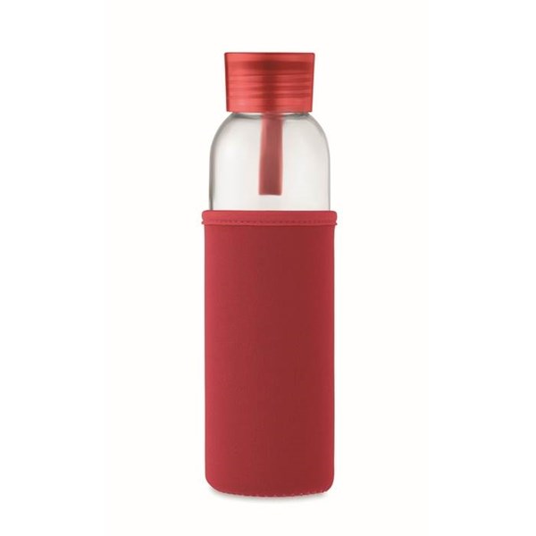 Obrázky: Láhev ze skla s červeným neopren. obalem, 500 ml, Obrázek 5