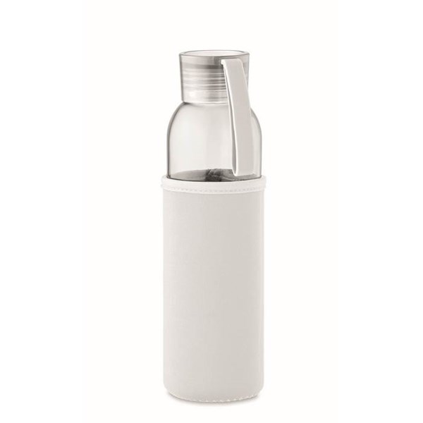 Obrázky: Láhev ze skla s béžovým neopren. obalem, 500 ml
