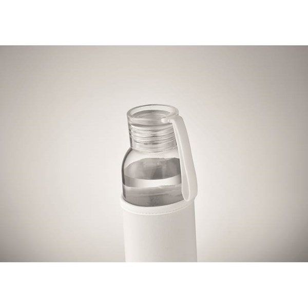 Obrázky: Láhev ze skla s béžovým neopren. obalem, 500 ml, Obrázek 2