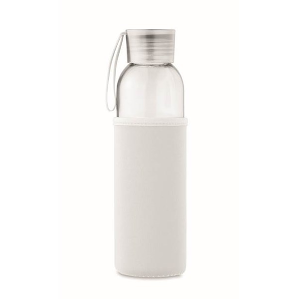 Obrázky: Láhev ze skla s béžovým neopren. obalem, 500 ml, Obrázek 4