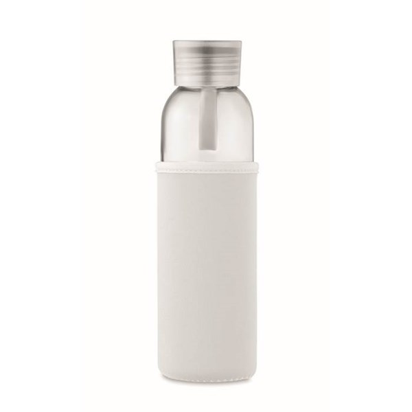 Obrázky: Láhev ze skla s béžovým neopren. obalem, 500 ml, Obrázek 5
