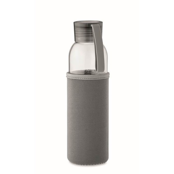 Obrázky: Láhev ze skla s tmav. šedým neopren. obalem, 500 ml