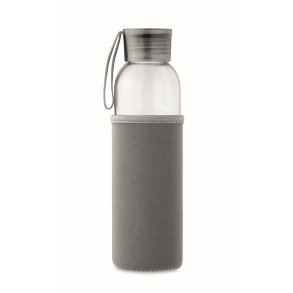 Obrázky: Láhev ze skla s tmav. šedým neopren. obalem, 500 ml, Obrázek 4