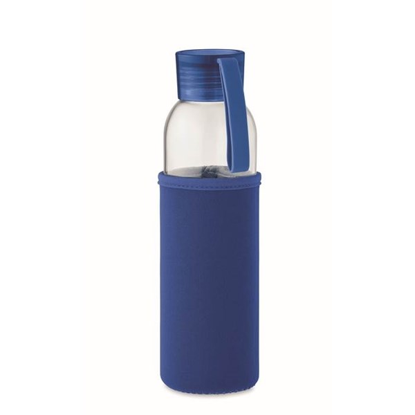 Obrázky: Láhev ze skla s král.modrým neopren. obalem, 500 ml
