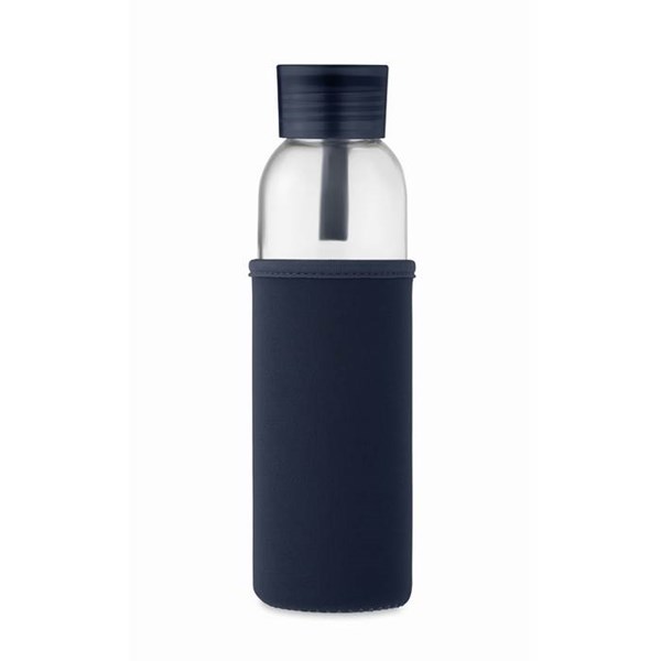 Obrázky: Láhev ze skla s tmavě modrým neopren.obalem, 500 ml, Obrázek 5