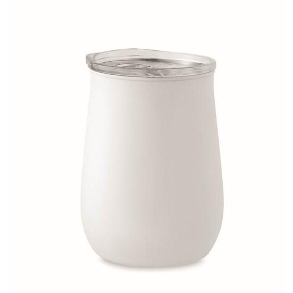 Obrázky: Bílý hrnek z recykl. nerezu 500ml, posuv. víčko, Obrázek 2