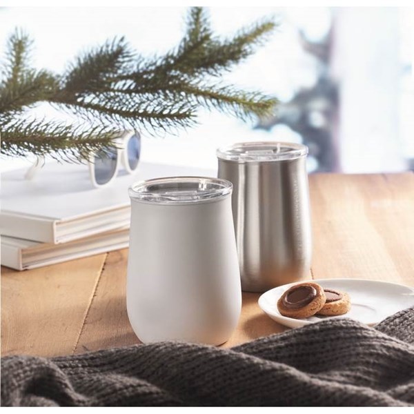 Obrázky: Bílý hrnek z recykl. nerezu 500ml, posuv. víčko, Obrázek 6