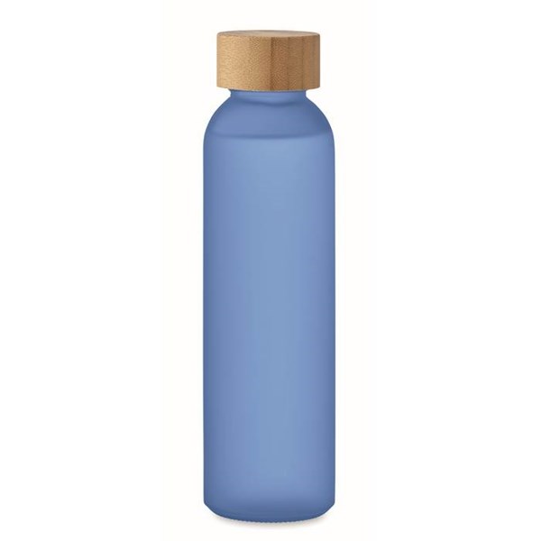Obrázky: Transparentní modrá matná skleněná láhev 500 ml., Obrázek 2