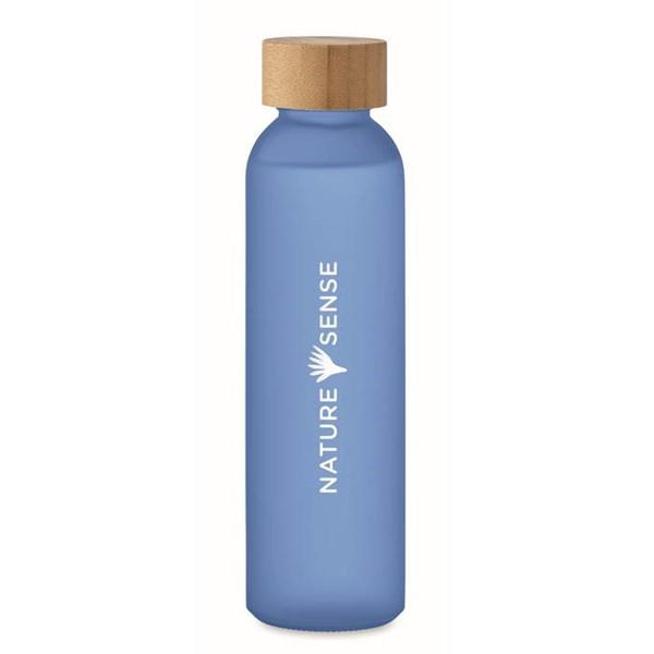 Obrázky: Transparentní modrá matná skleněná láhev 500 ml., Obrázek 3