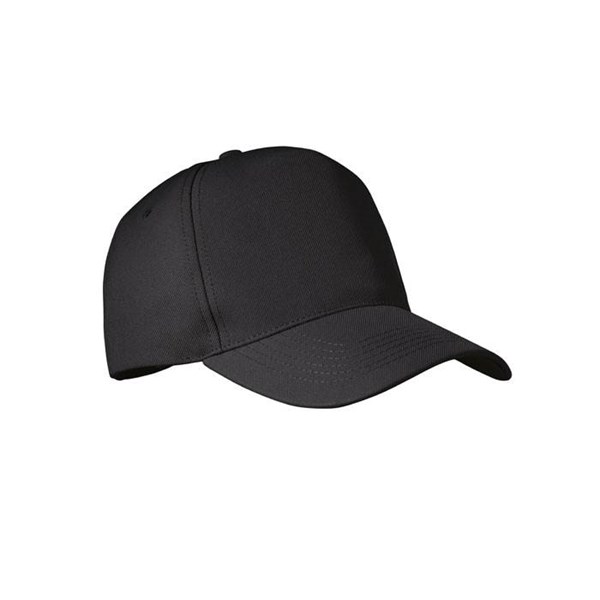 Obrázky: Černá pětipanelová čepice z RPET polyesteru