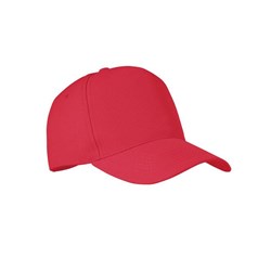 Obrázky: Červená pětipanelová čepice z RPET polyesteru
