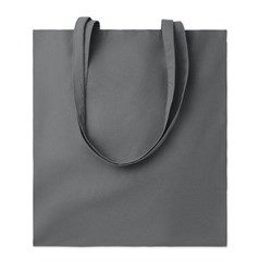 Obrázky: Tm. šedá nákup. taška s dl. uchy z BIO BA 180 gr/m²