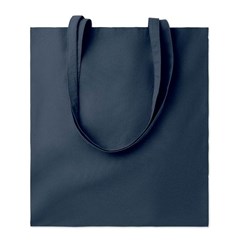 Obrázky: Tm.modrá nákup. taška s dl. uchy z BIO BA 180 gr/m²