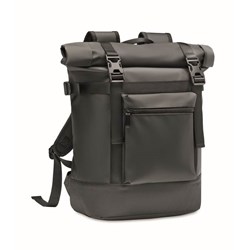 Obrázky: Černý rolovací batoh z tarpaulinu s vnější kapsou