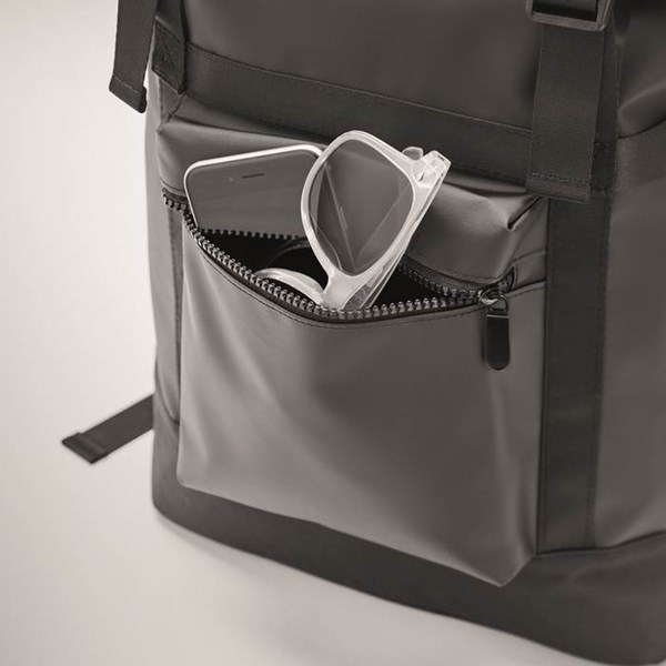 Obrázky: Černý rolovací batoh z tarpaulinu s vnější kapsou, Obrázek 7