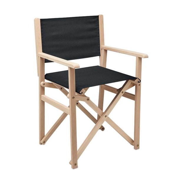 Obrázky: Černá skládací plážová/kempingová dřevěná židle, Obrázek 2
