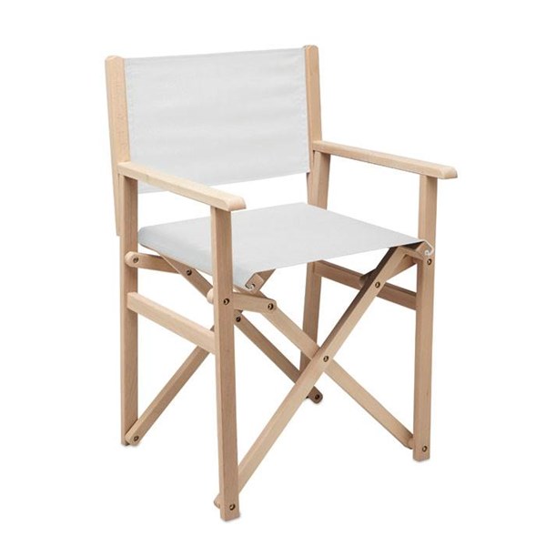 Obrázky: Bílá skládací plážová/kempingová dřevěná židle, Obrázek 2