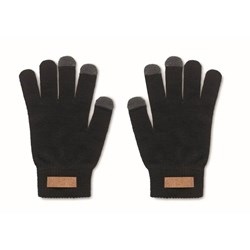 Obrázky: Černé hmatové rukavice z RPET s korkovým štítkem