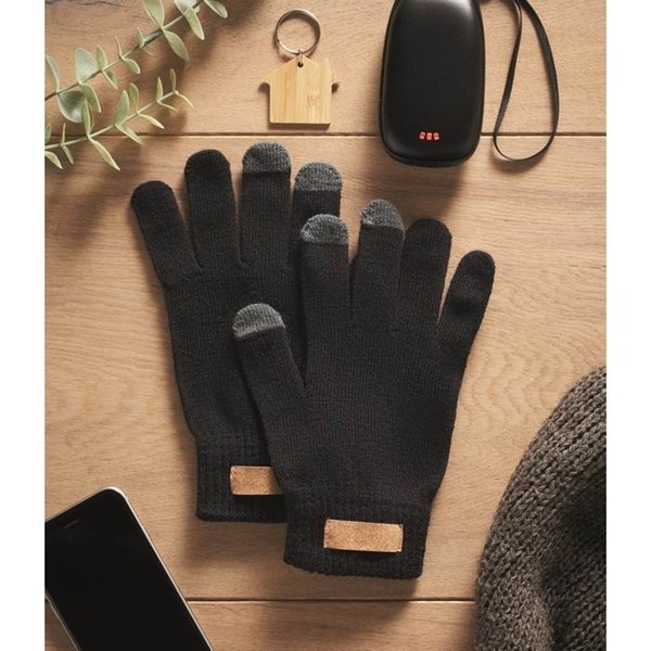 Obrázky: Černé hmatové rukavice z RPET s korkovým štítkem, Obrázek 5