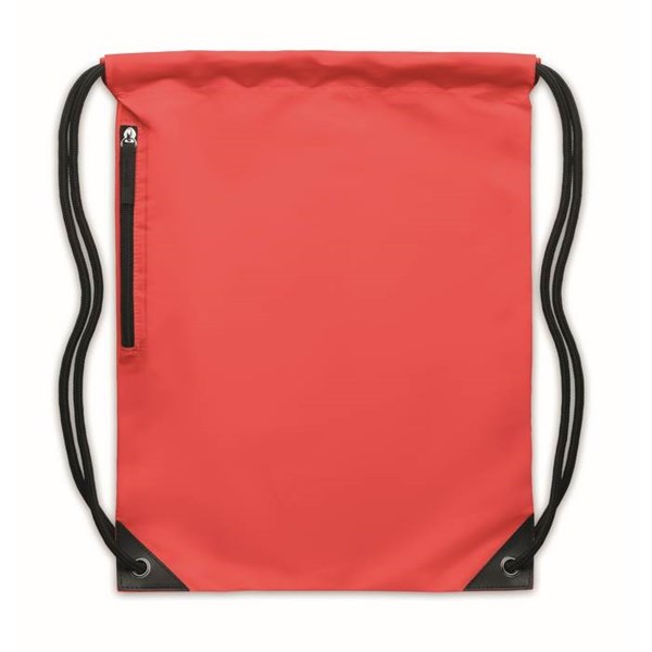 Obrázky: Červený lesklý stahovací batoh s boční kapsou, Obrázek 2