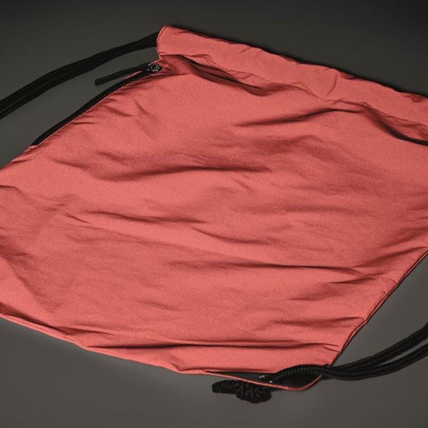 Obrázky: Červený lesklý stahovací batoh s boční kapsou, Obrázek 5