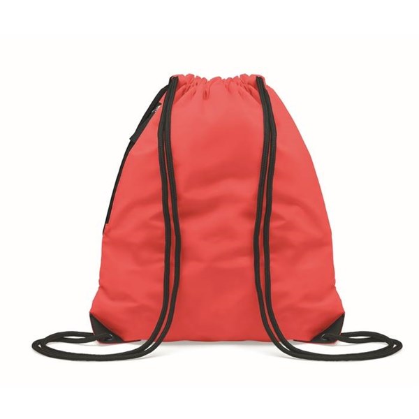 Obrázky: Červený lesklý stahovací batoh s boční kapsou, Obrázek 6