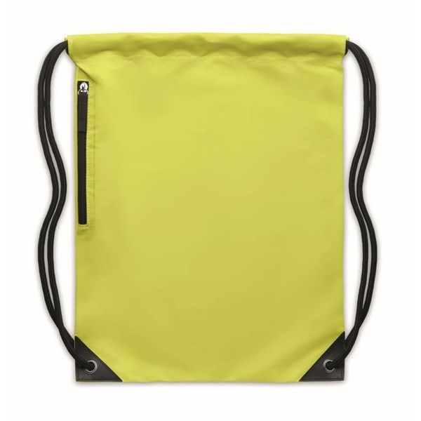 Obrázky: Žlutý lesklý stahovací batoh s boční kapsou, Obrázek 2