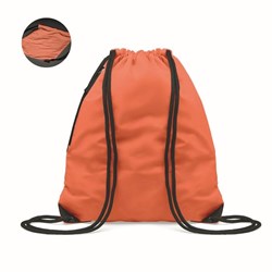 Obrázky: Oranžový lesklý stahovací batoh s boční kapsou