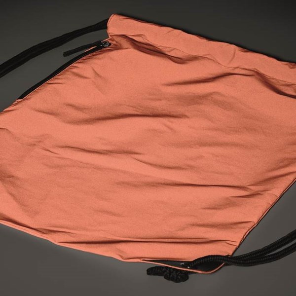 Obrázky: Oranžový lesklý stahovací batoh s boční kapsou, Obrázek 5