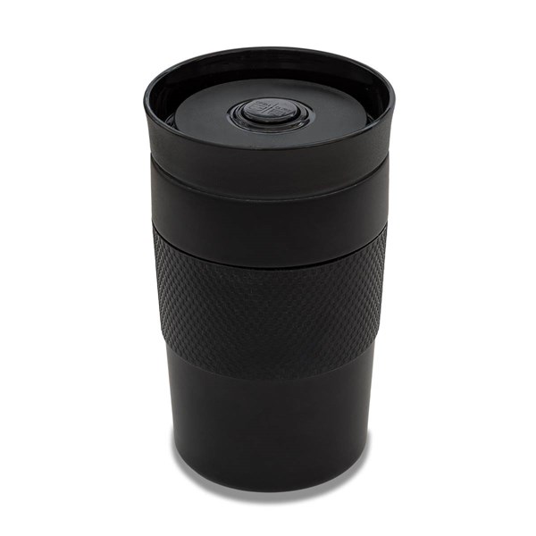 Obrázky: Černý termohrnek 320 ml s tlačítkovým uzávěrem