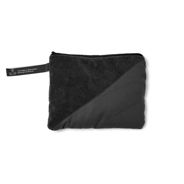 Obrázky: Černý sportovní ručník VINGA z GRS RPET 40x80cm, Obrázek 2