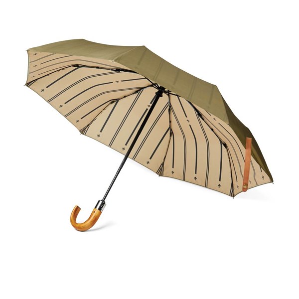 Obrázky: Khaki dvouvrstvý deštník VINGA Bosler z RPET, Obrázek 1