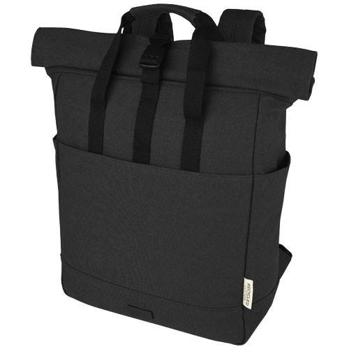 Obrázky: Černý batoh na notebook z recyk. plátna GRS, 15 l