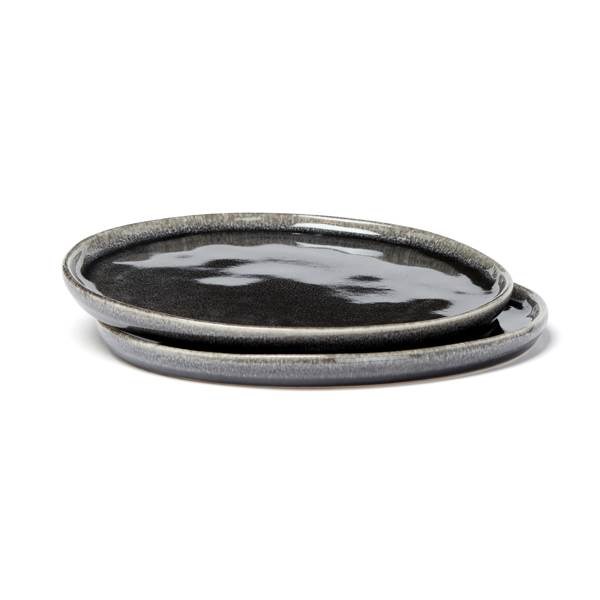 Obrázky: Černý kameninový talíř 26,5 cm, sada 2 ks