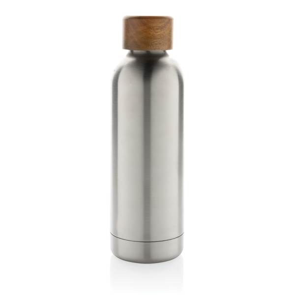 Obrázky: Stříbrná termoláhev Wood 0,5 l z rec. nerez. oceli, Obrázek 2