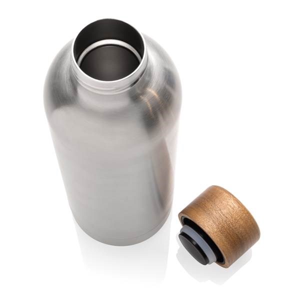 Obrázky: Stříbrná termoláhev Wood 0,5 l z rec. nerez. oceli, Obrázek 3