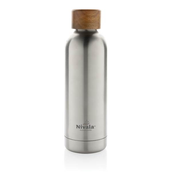 Obrázky: Stříbrná termoláhev Wood 0,5 l z rec. nerez. oceli, Obrázek 4