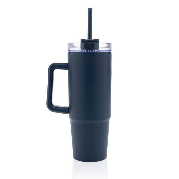 Obrázky: Tm. modrý termohrnek s uchem Tana 900ml, rec. plast, Obrázek 2