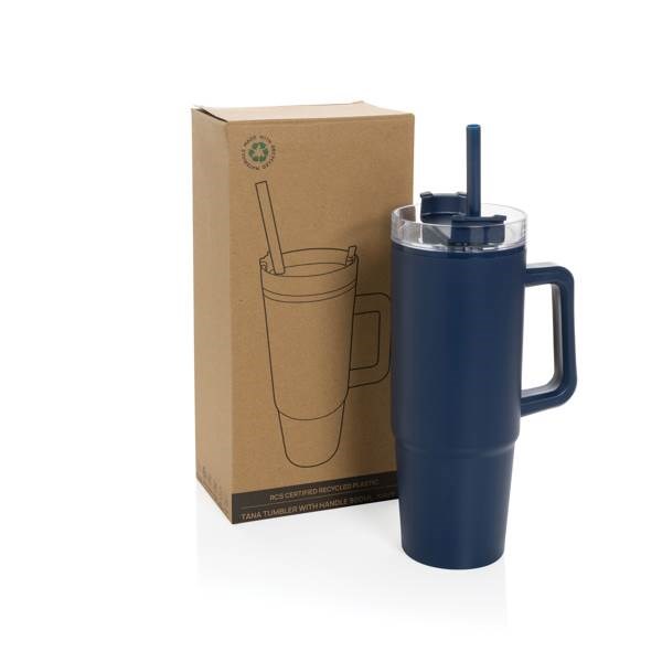 Obrázky: Tm. modrý termohrnek s uchem Tana 900ml, rec. plast, Obrázek 9