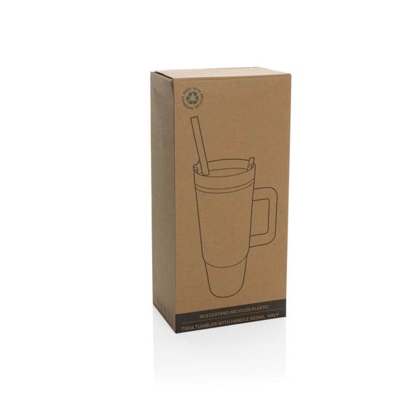 Obrázky: Tm. modrý termohrnek s uchem Tana 900ml, rec. plast, Obrázek 10